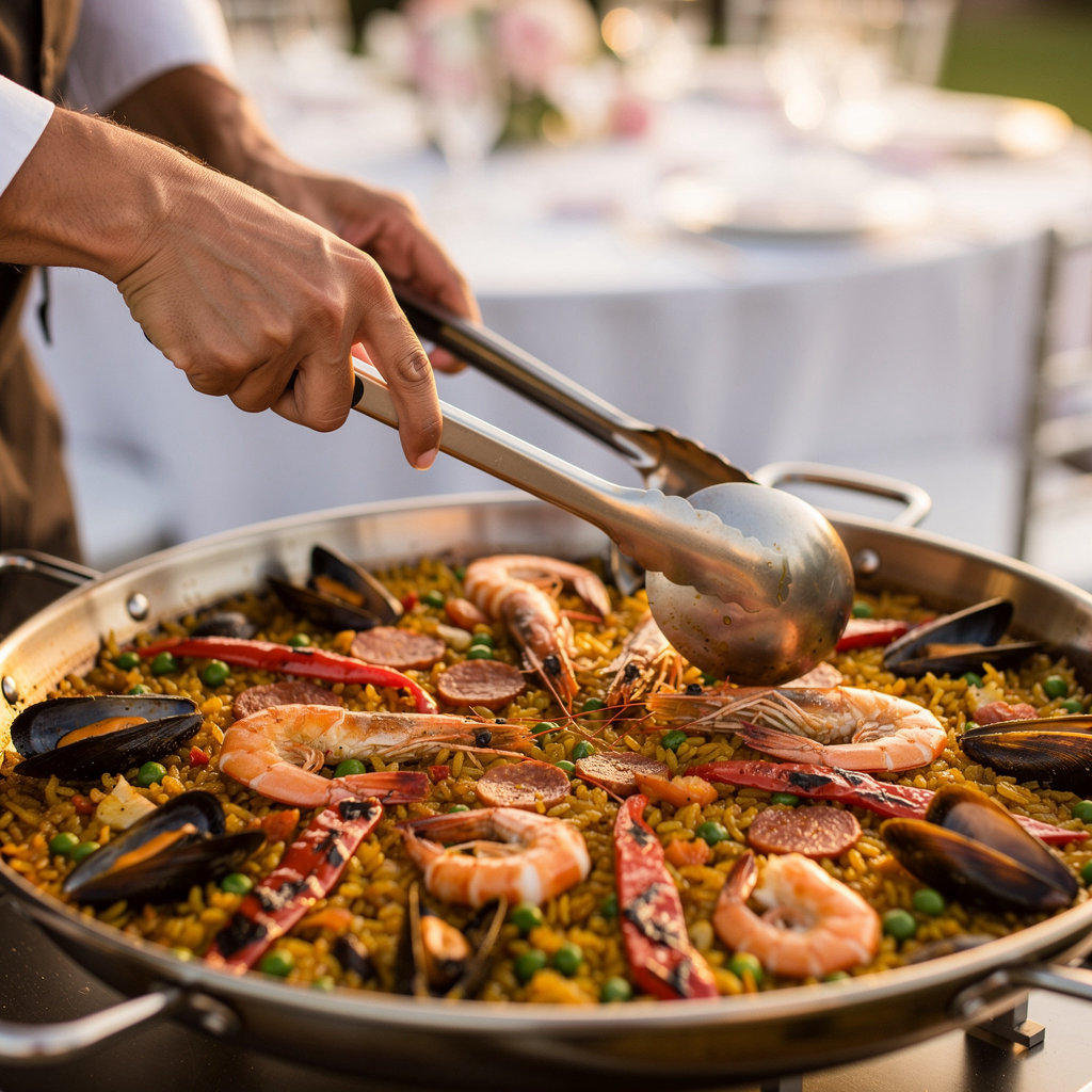 SB Paella Catering chef preparing authentic paella for a Santa Barbara wedding or event