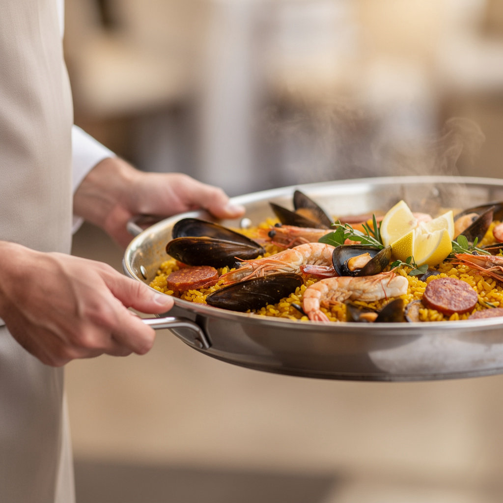 SB Paella Catering team preparing fresh ingredients with care, reflecting our commitment to quality and detail in Santa Barbara event catering